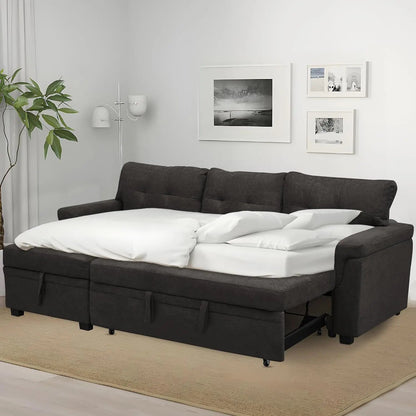 Espresso Velvet Sleeper Sectional Sofa Bed Chaise Set - Get it from Bo