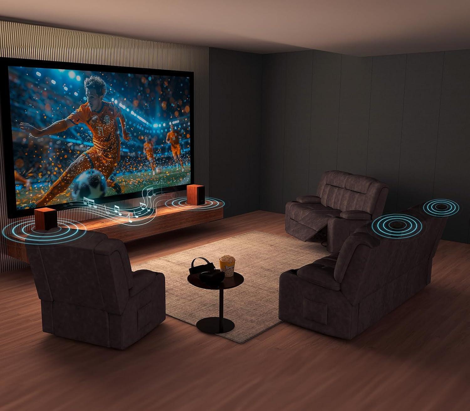 Premium Fabric Loveseat Manual Recliner With Bluetooth ShipItFurniture