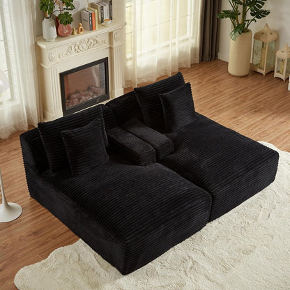 Oversized Corduroy Chaise Lounge Loveseat With Sleeper Sofa ShipItFurniture