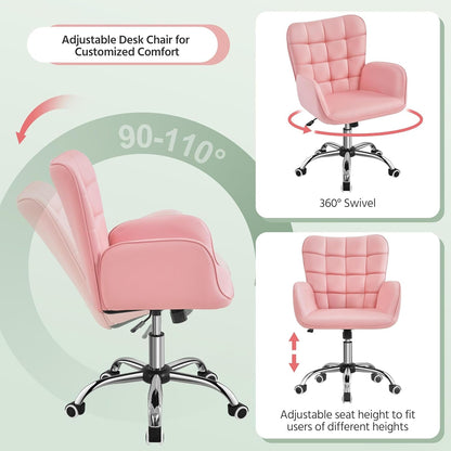 Pink Ergonomic Office Chair With Adjustable Height