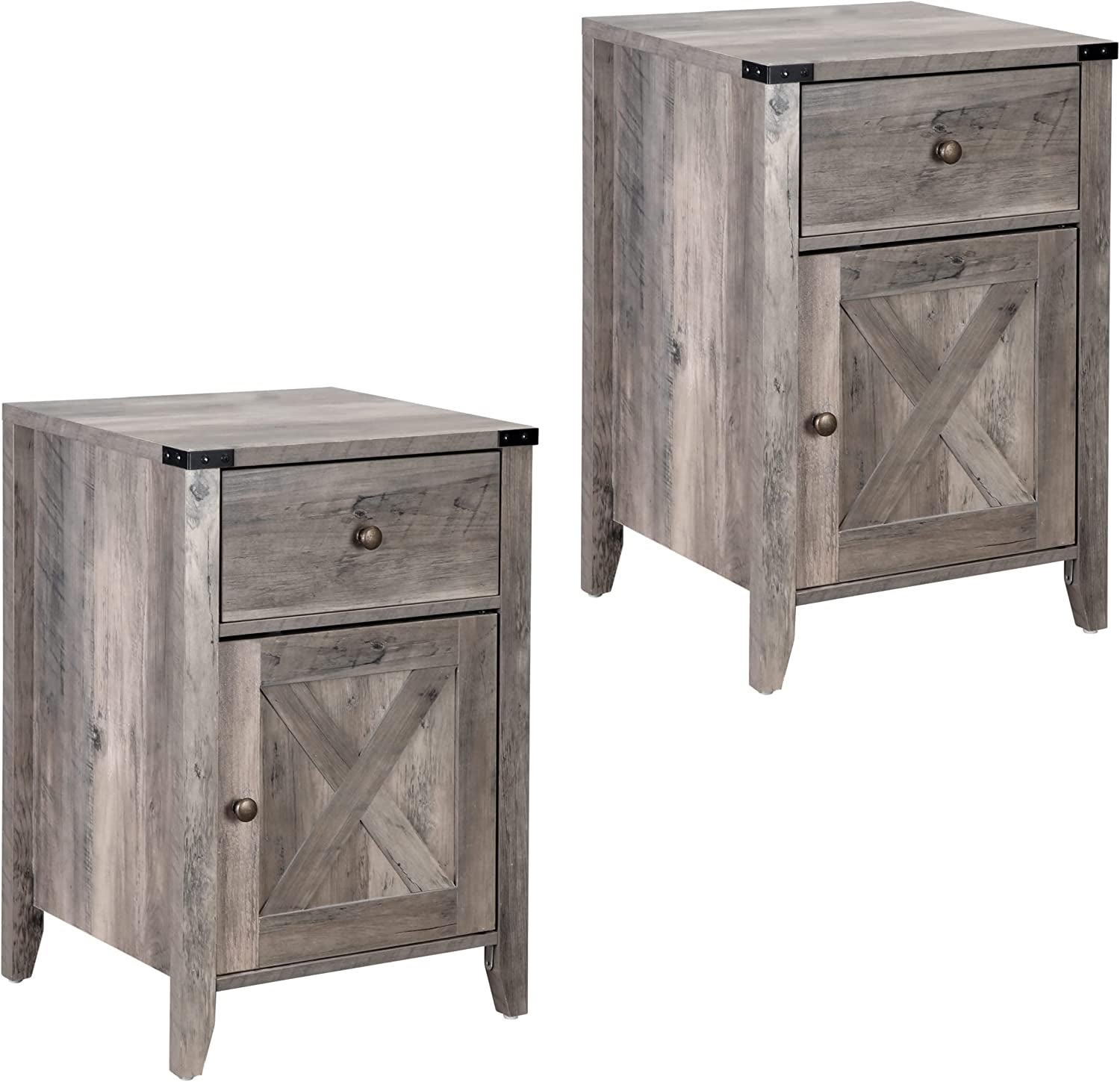 Barnwood Rustic Nightstand, Grey ShipItFurniture