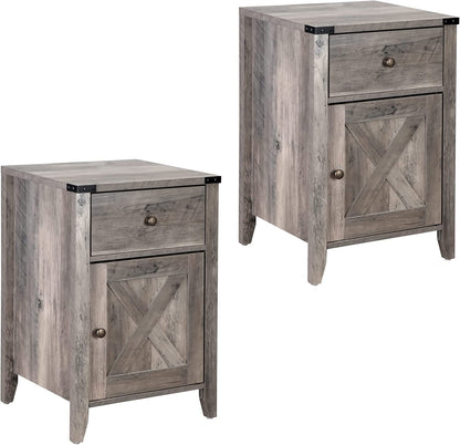 Barnwood Rustic Nightstand, Grey ShipItFurniture