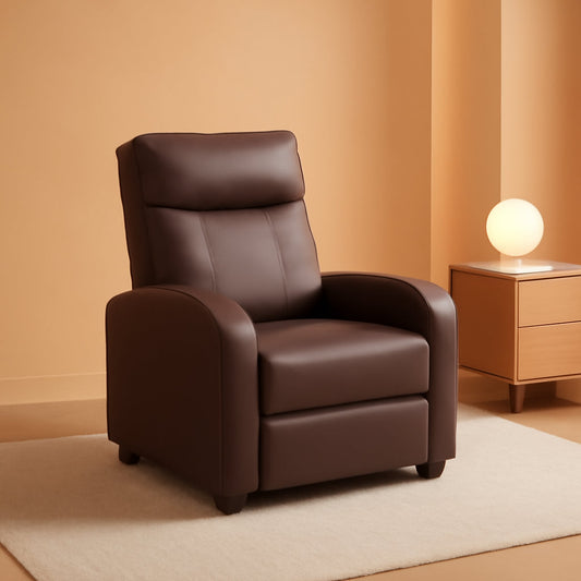 Brown PU Leather Recliner Chair With Adjustable 90 To 180 Degree Recline ShipItFurniture
