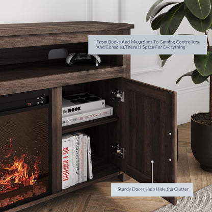 65 Inch Electric Fireplace TV Stand Modern Farmhouse Design ShipItFurniture