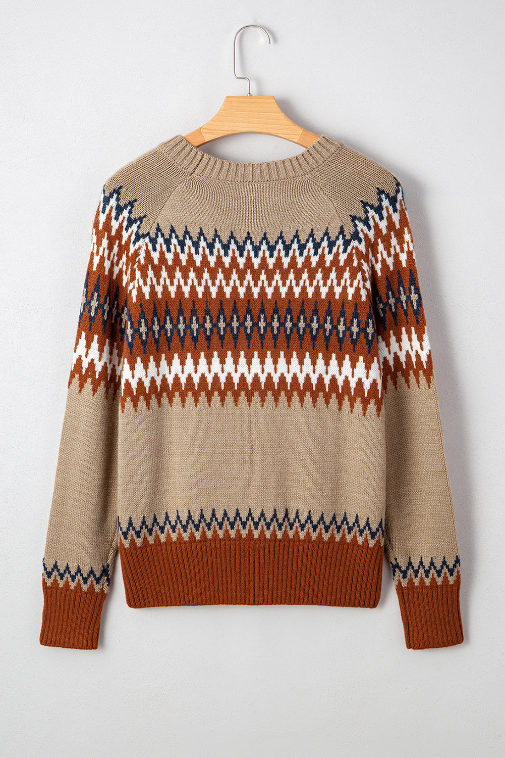 Eva Aztec Crew Neck Sweater Threaded Pear