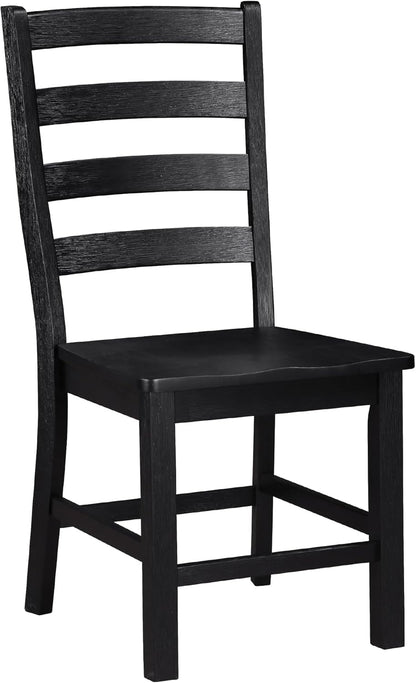 Dining Chairs Set of 2, Dining Chairs with Solid Wood Legs and Footrest, High Ladder Back Farmhouse Dining Chairs, Wooden Dining Room Chairs, Black ShipItFurniture