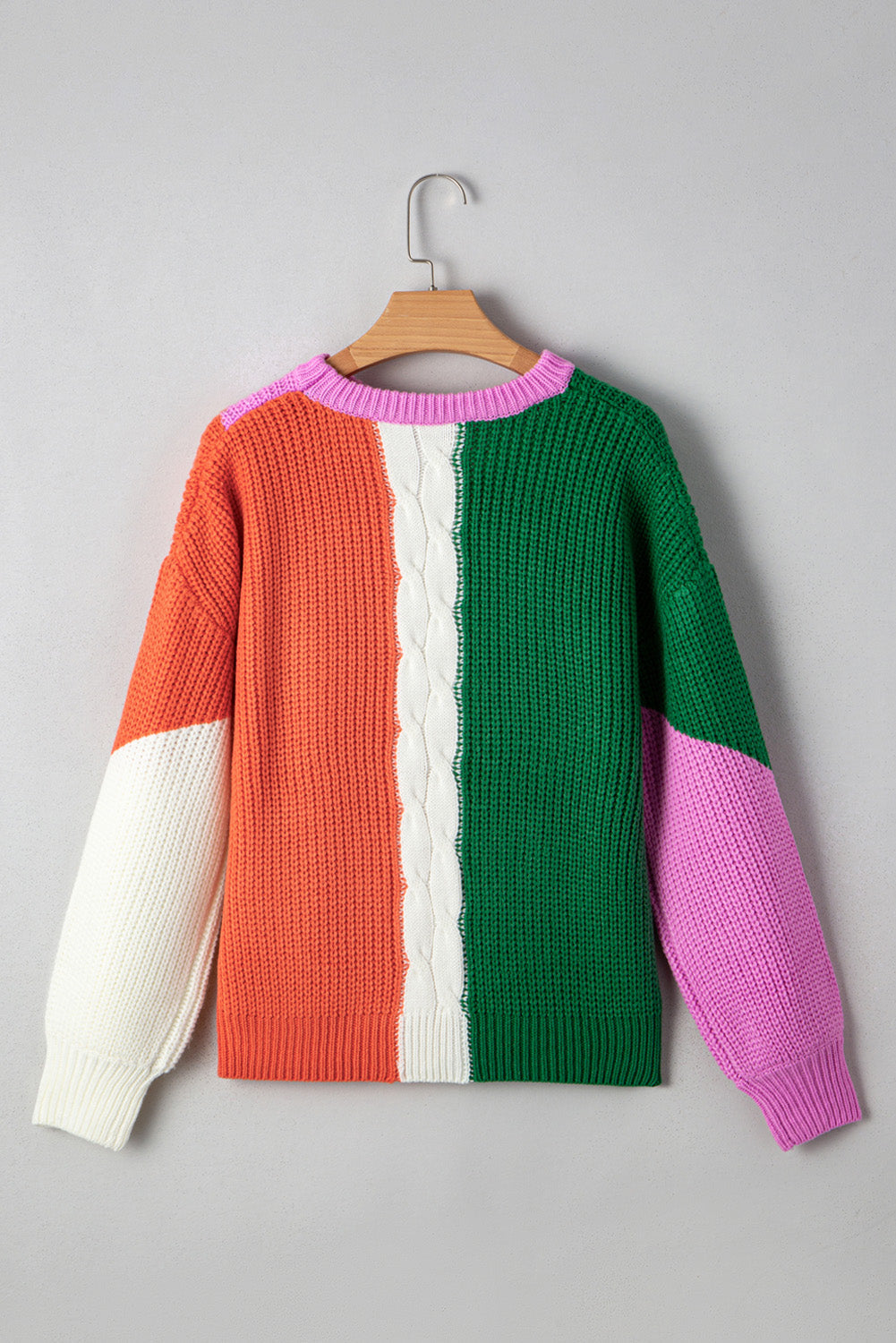Hailey Textured Knit Drop Shoulder Loose Fit Sweater Threaded Pear