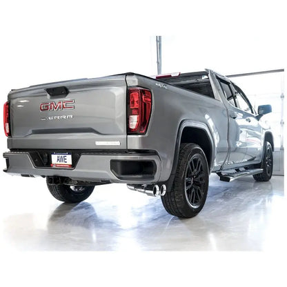 AWE Tuning 4th Gen GM 1500 5.3L 0FG Catback Dual Side Exit (Flat Bumper) - Chrome Tips NP Motorsports