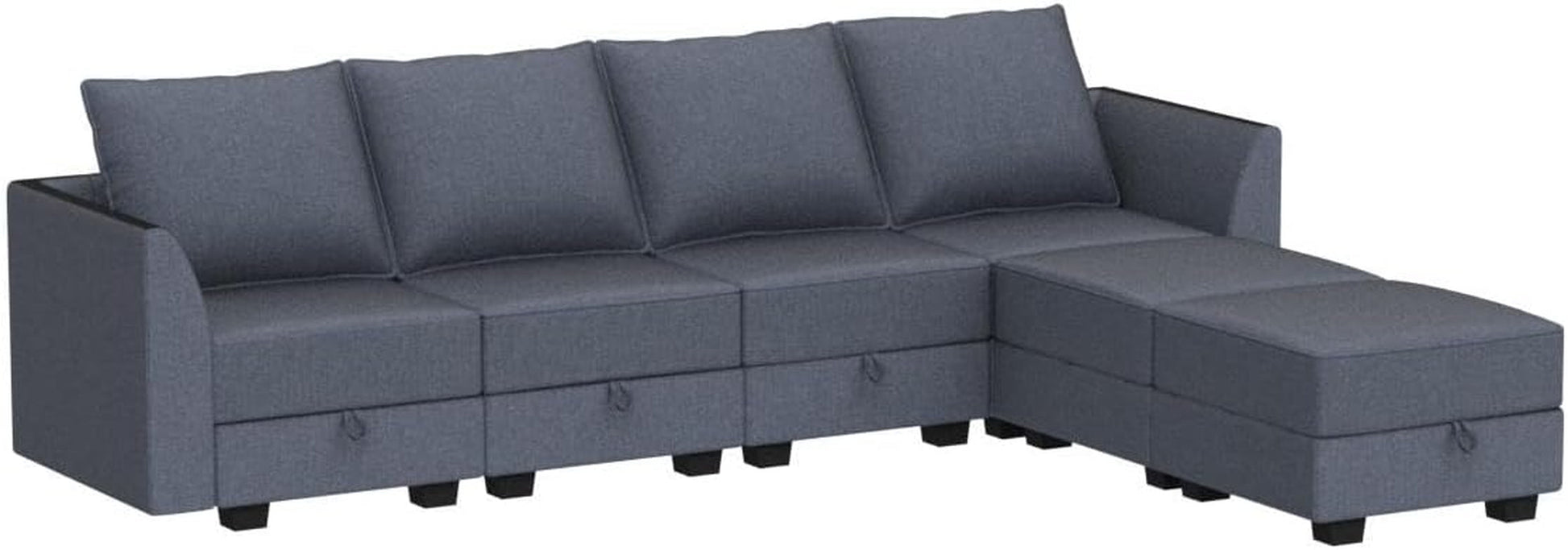 Modular U Shaped Sectional Sofa Bluish Grey With Storage ShipItFurniture