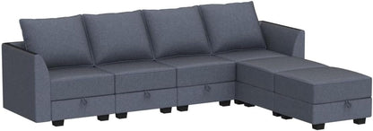 Modular U Shaped Sectional Sofa Bluish Grey With Storage ShipItFurniture