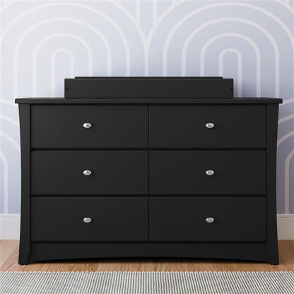Crescent 6 Drawer Double Dresser (Black) – GREENGUARD Gold Certified, Dresser for Nursery, 6 Drawer Dresser, Kids Dresser, Nursery Dresser Drawer Organizer, Chest of Drawers ShipItFurniture