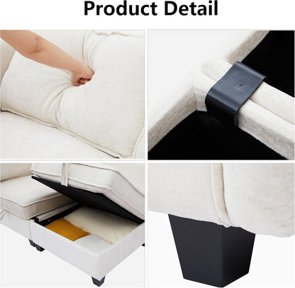 Beige Modular Sectional Sofa Featuring Sleeper Storage ShipItFurniture