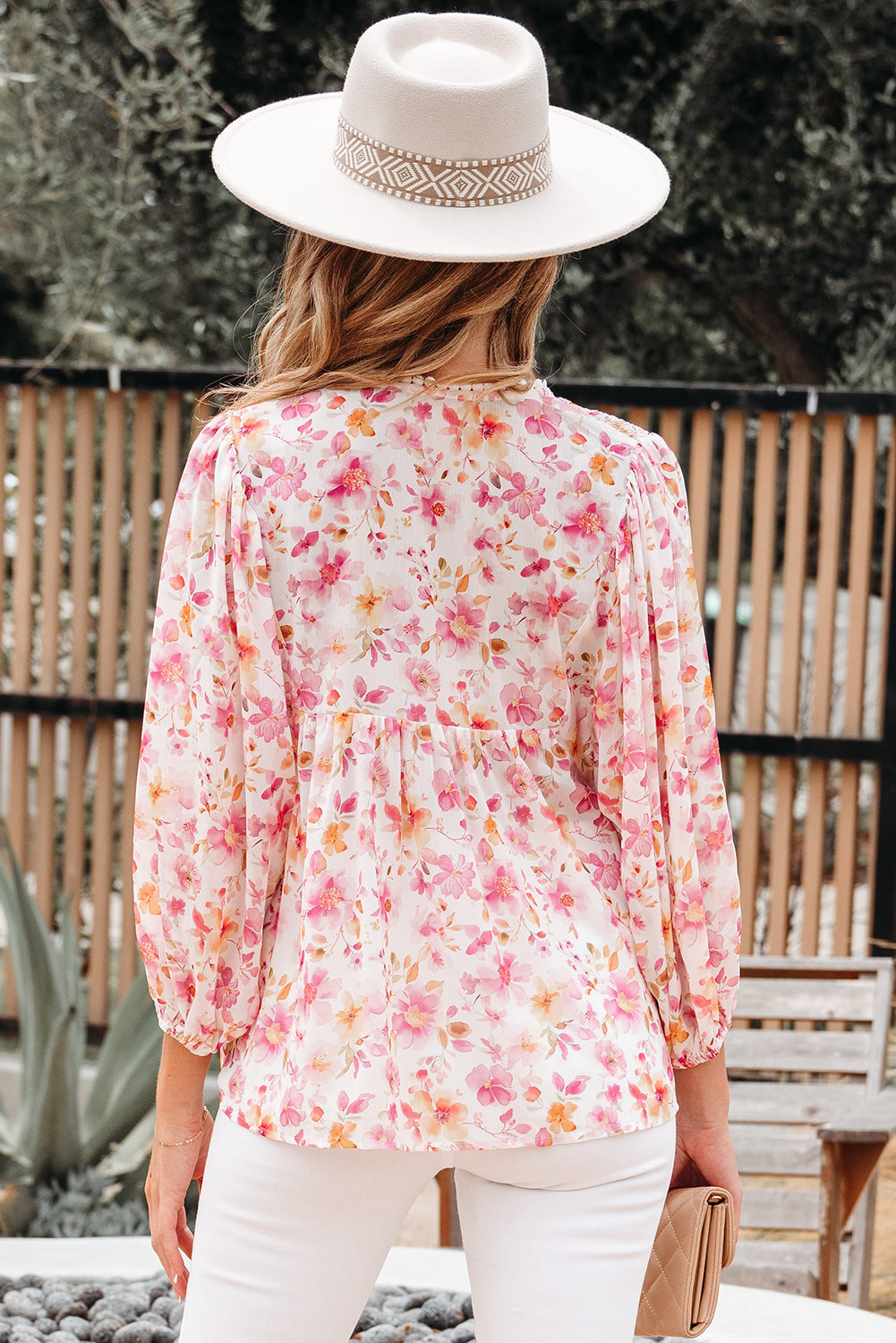 Sienna Floral Tassel Tie Tunic Blouse Threaded Pear