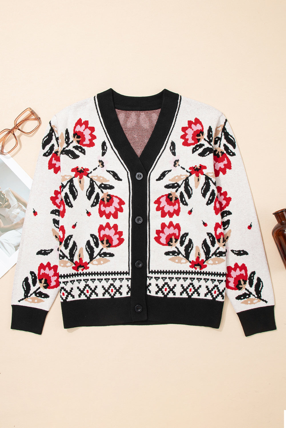 Selene Print Front Knit Cardigan