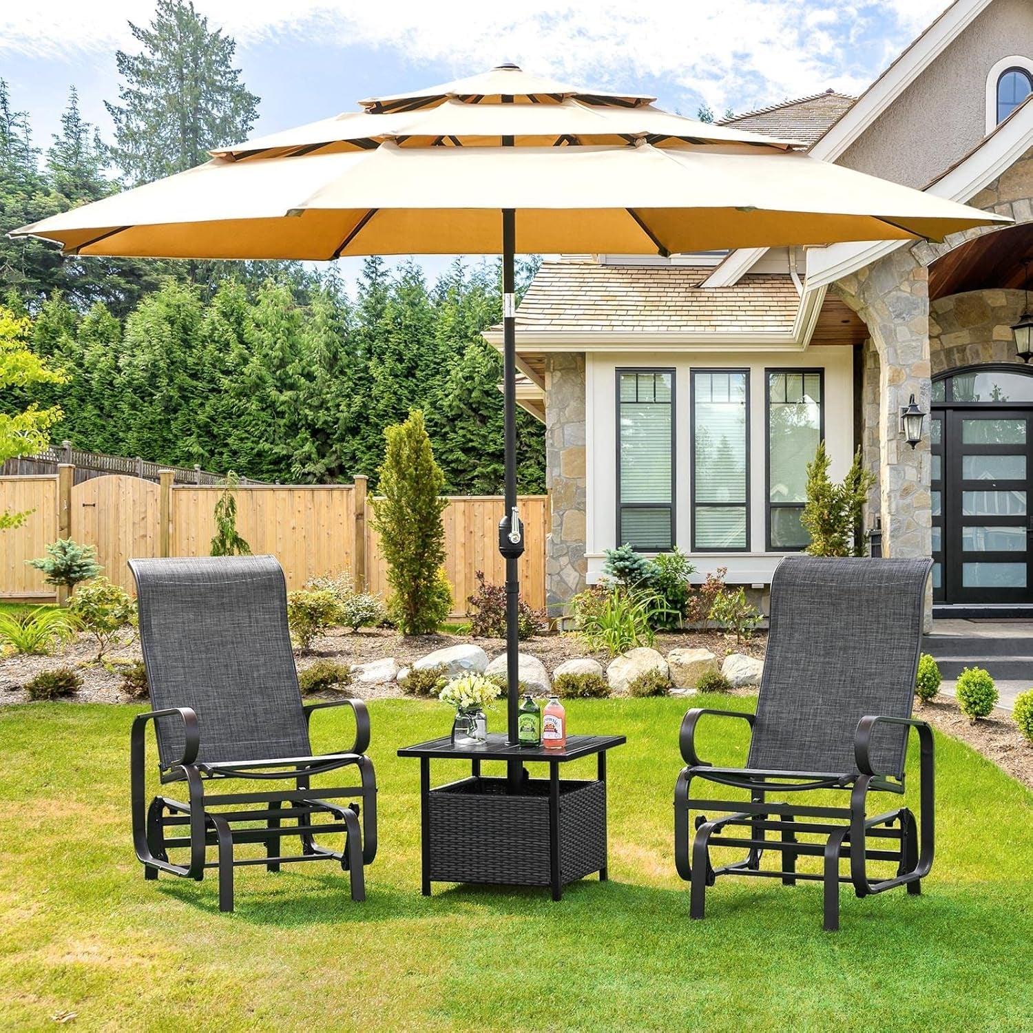 Outdoor Patio Glider Chairs with Breathable Sling Fabric ShipItFurniture