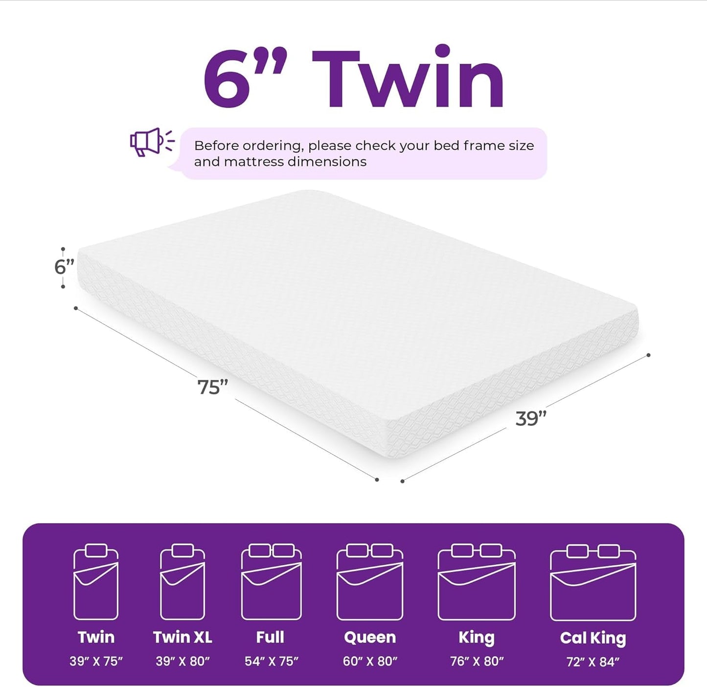 Cooling Gel Memory Foam Mattress Twin Size Comfort