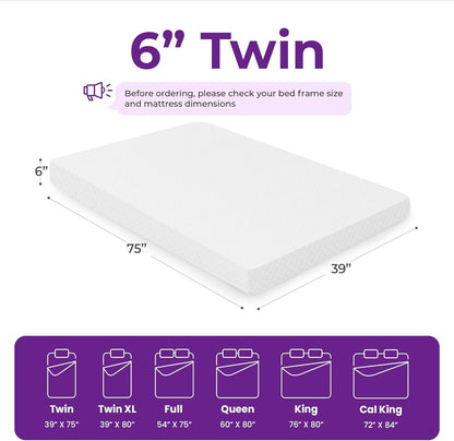 Cooling Gel Memory Foam Mattress Twin Size Comfort