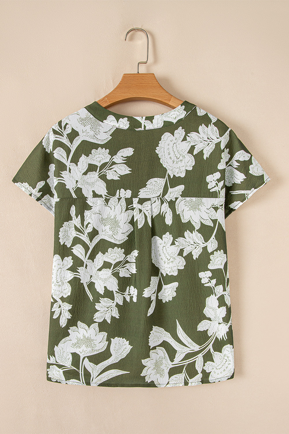 Floral Split Neck Short Sleeve Blouse