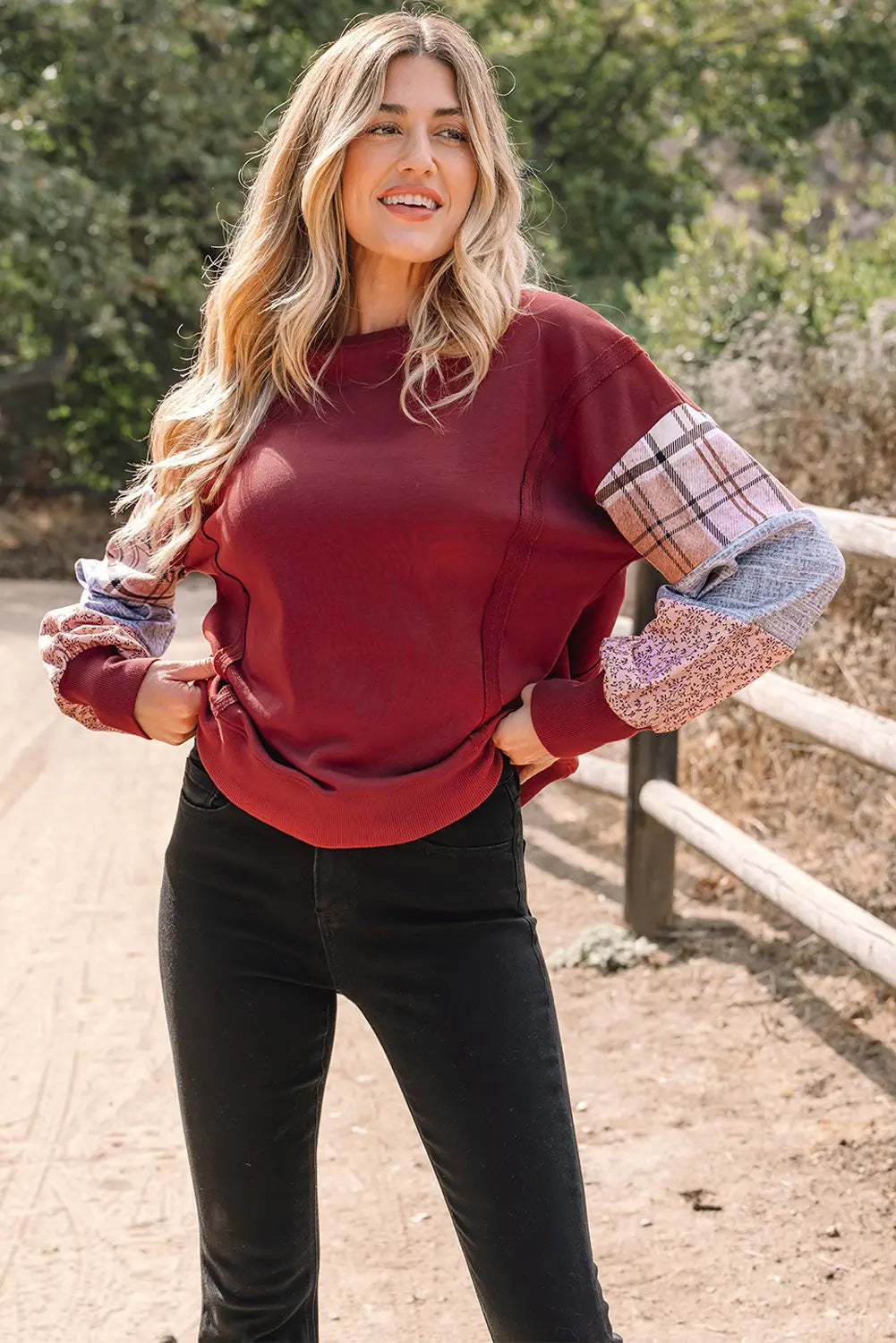 Hollihanna Sleeve Raw Seam Sweatshirt