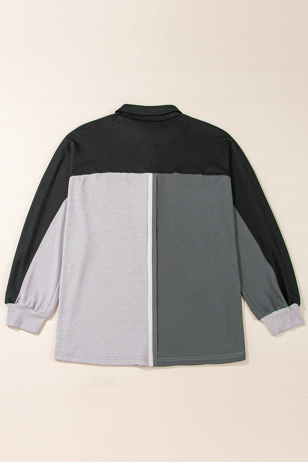 Kehlani Ribbed Collared Oversized Sweatshirt Threaded Pear