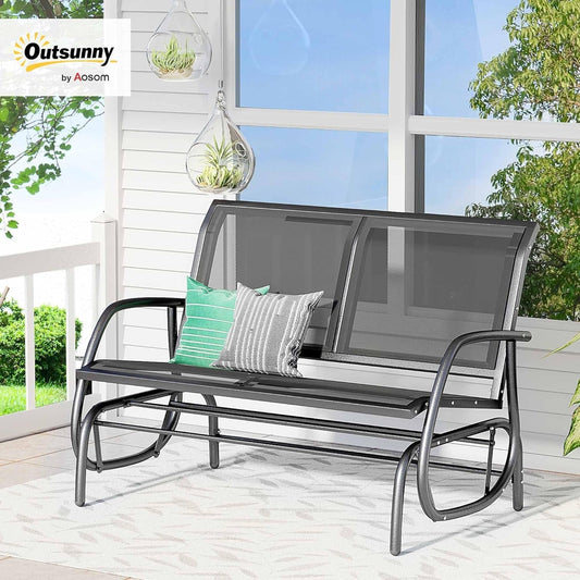 Two Person Outdoor Glider Bench with Steel Frame ShipItFurniture