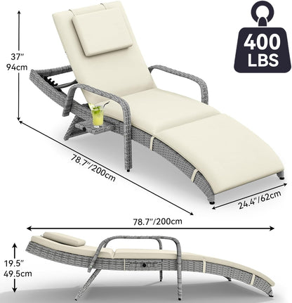 Outdoor Wicker Lounge Chair Set with Adjustable Backrest ShipItFurniture