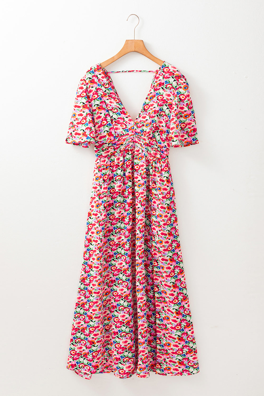 Haley Floral Cutout Back Split Maxi Dress