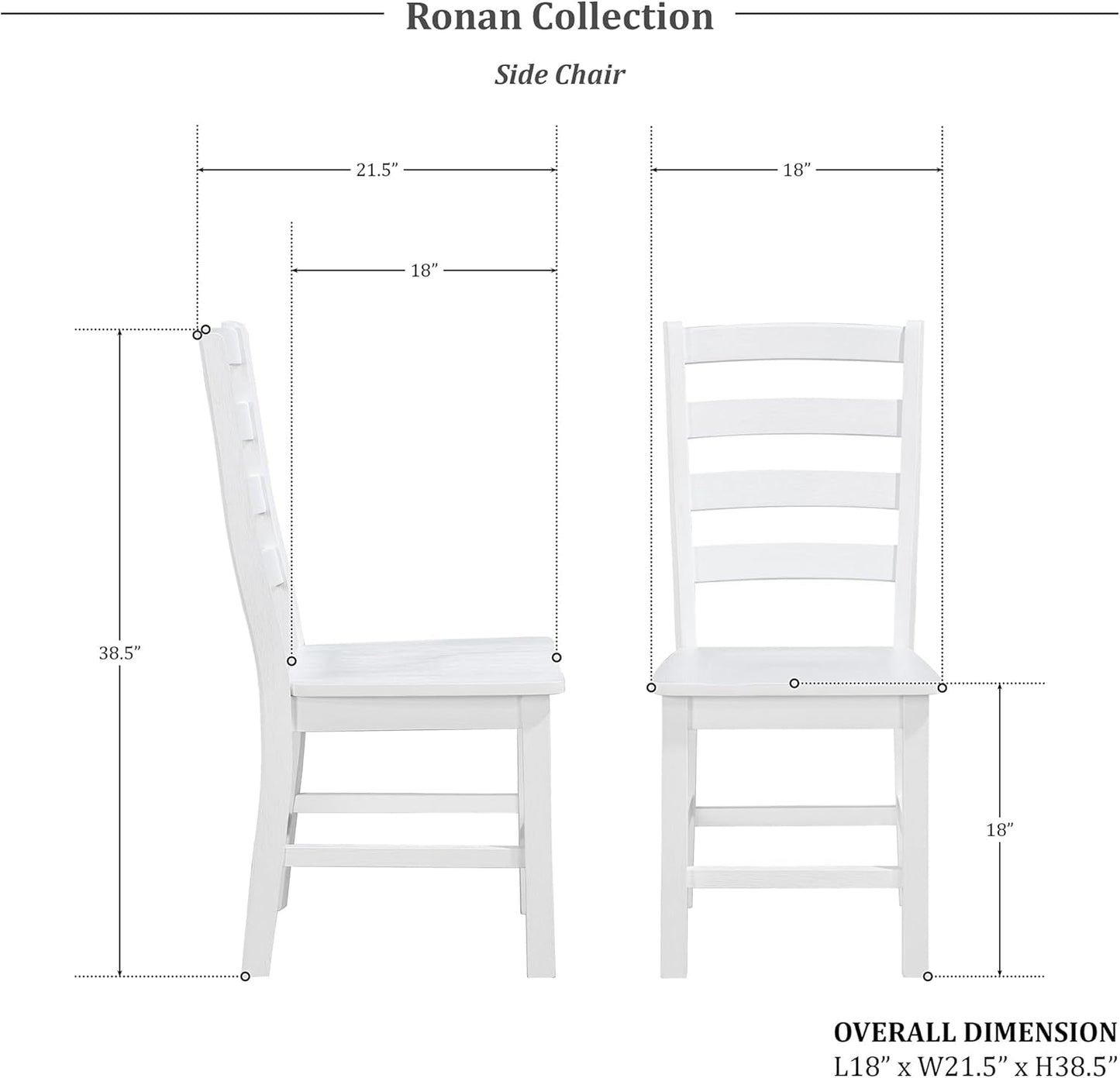 Dining Chairs Set of 2, Dining Chairs with Solid Wood Legs and Footrest, High Ladder Back Farmhouse Dining Chairs, Wooden Dining Room Chairs, White ShipItFurniture