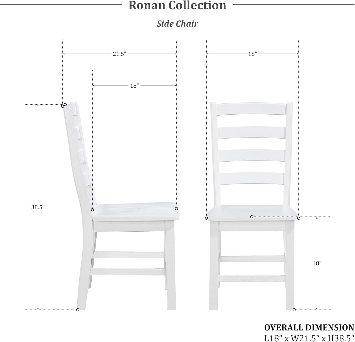 Dining Chairs Set of 2, Dining Chairs with Solid Wood Legs and Footrest, High Ladder Back Farmhouse Dining Chairs, Wooden Dining Room Chairs, White ShipItFurniture