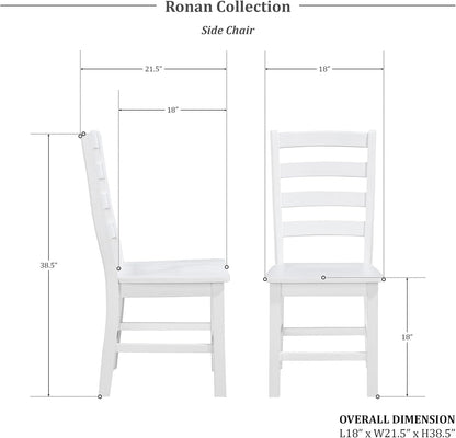 Dining Chairs Set of 2, Dining Chairs with Solid Wood Legs and Footrest, High Ladder Back Farmhouse Dining Chairs, Wooden Dining Room Chairs, White ShipItFurniture