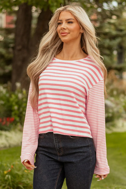 Lilly Textured Contrast Dropped Long Sleeve Top