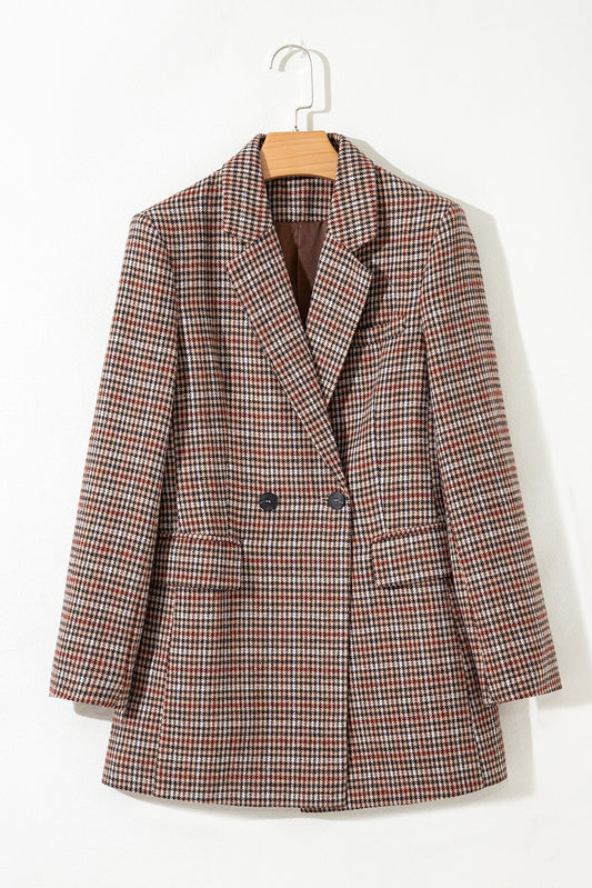 Aria Houndstooth Lapel Collar Blazer