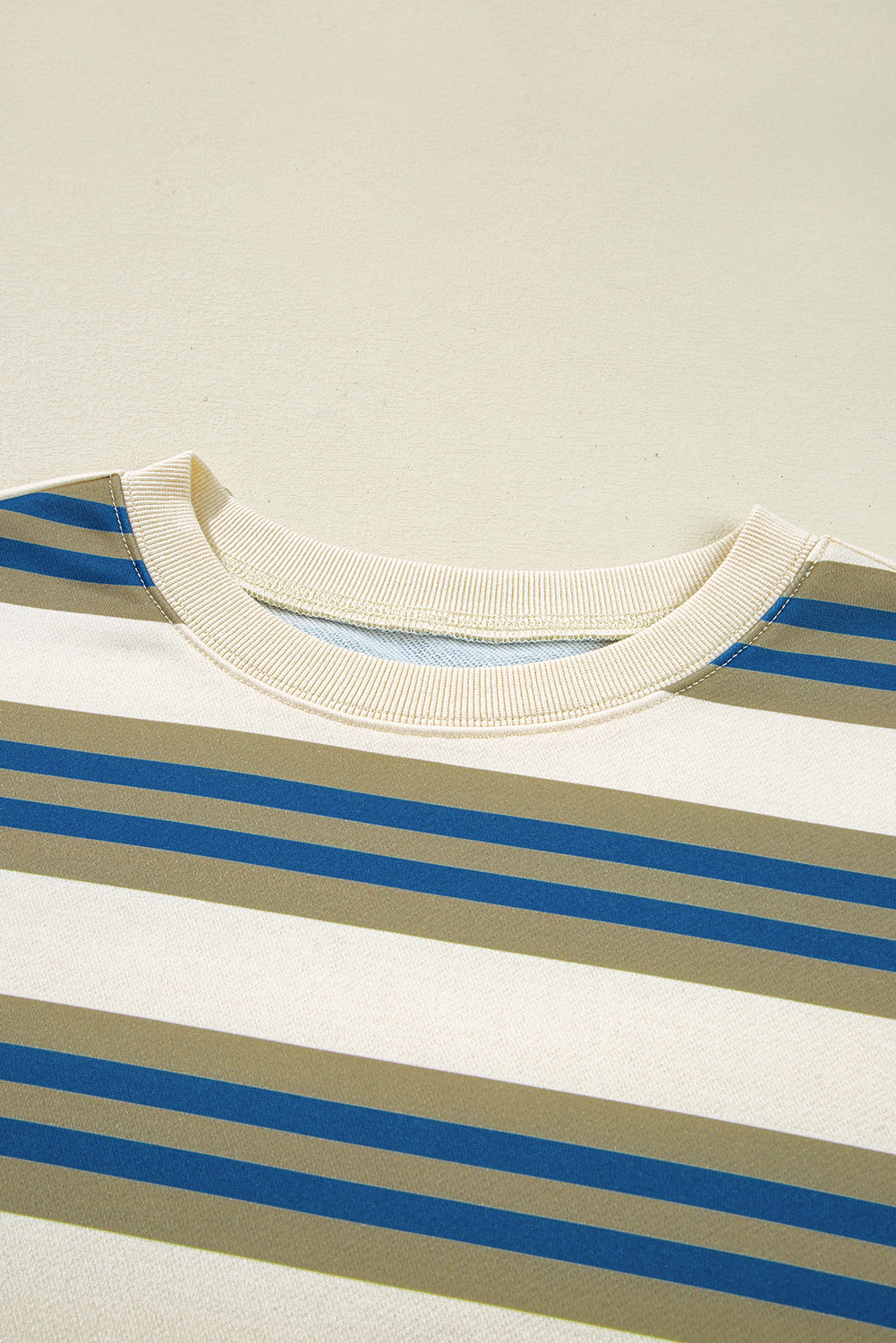 Rose Stripe Crew Neck Pullover Sweatshirt Threaded Pear