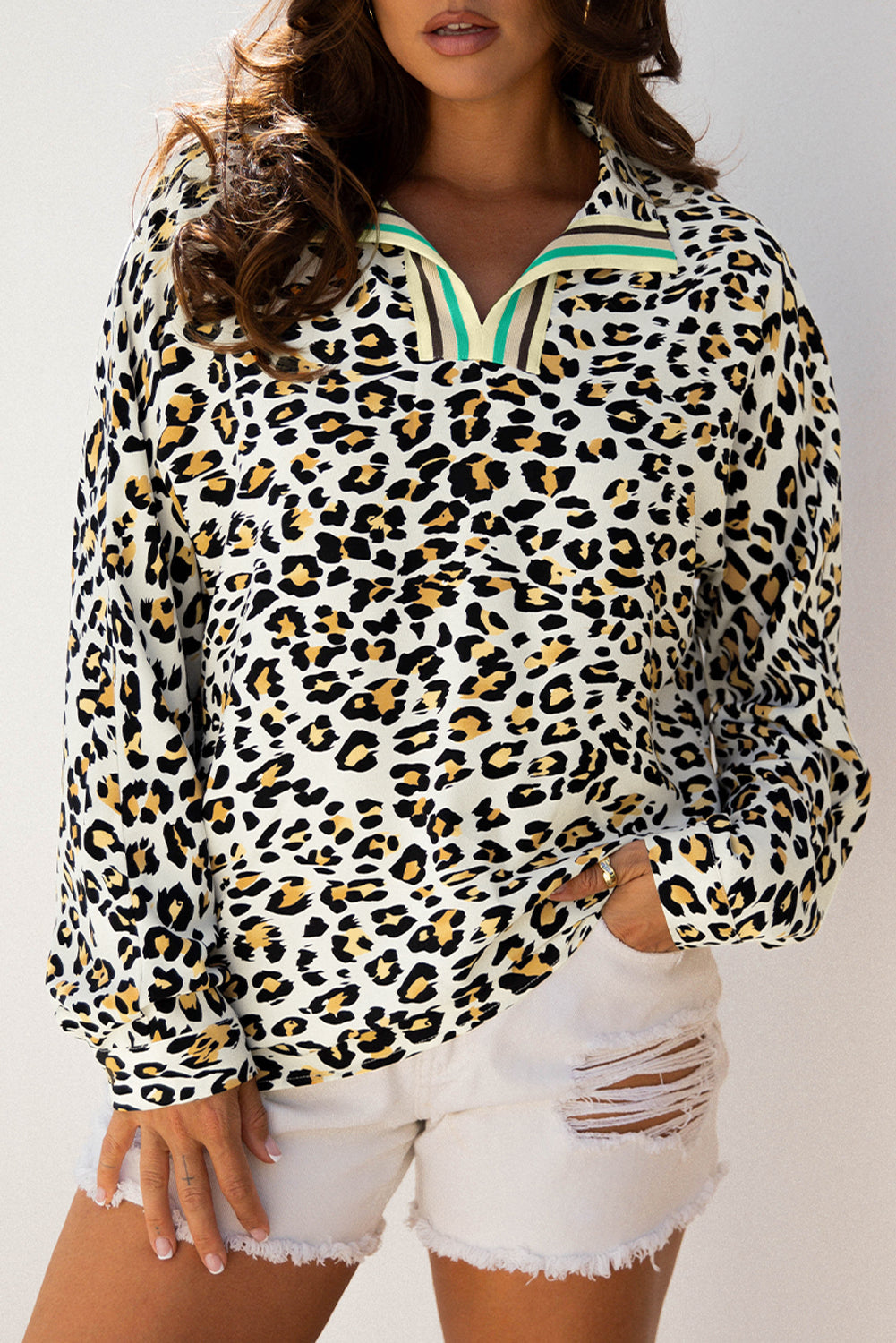 Laurel Leopard V Neck Blouse