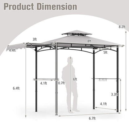11 X 5 FT Grill Gazebo with Side Awning and Double-Tiered Top ShipItFurniture