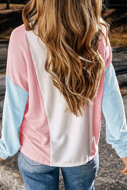 Louise Color Block Corded Long Sleeve Top