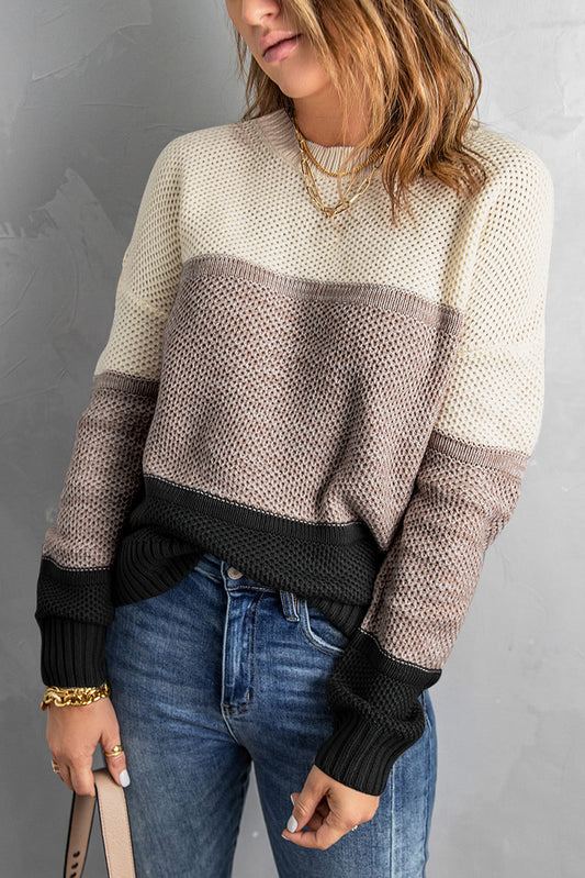 Elizabeth Netted Texture Pullover Sweater