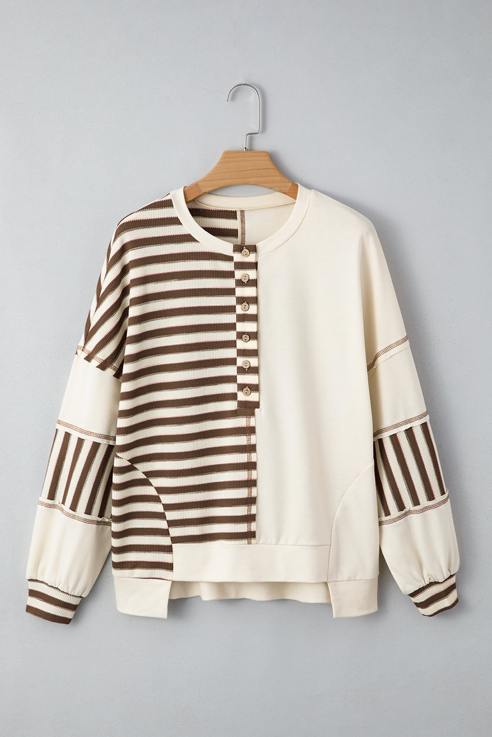 Ariana Stripe Stitched Oversized Sweatshirt Threaded Pear