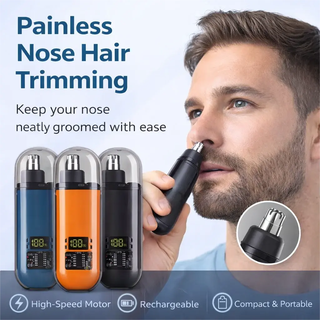 Suitable for men, USB charging nose and ear hair trimmer portable electric nose hair clipper, mini compact design, quick chargin