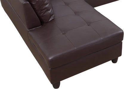 Brown Leather Sectional Sofa Set With Storage Ottoman And Left Facing Chaise ShipItFurniture