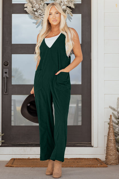 Elle Corduroy Patched Sleeveless Jumpsuit