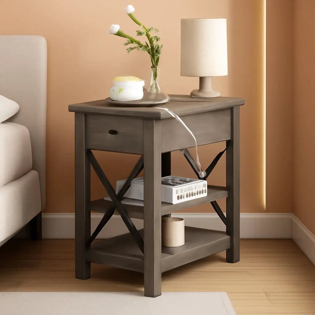 Farmhouse Slim End Table With USB Charging Station - Get it from Bo