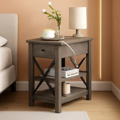 Farmhouse Slim End Table With USB Charging Station - Get it from Bo