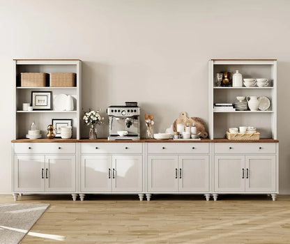 Farmhouse TV Stand For 75 Inch TV Off White 8 Doors - Get it from Bo