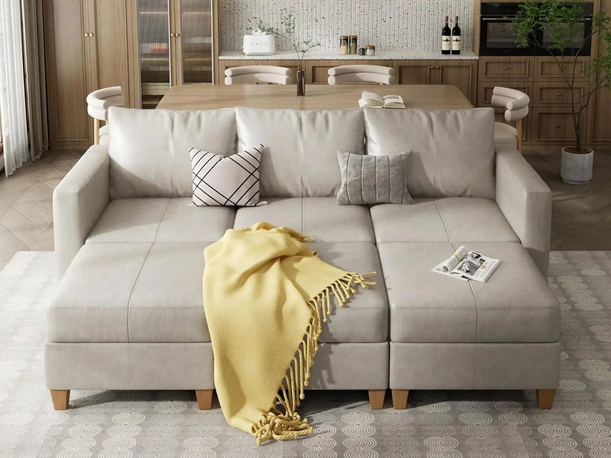 Faux Leather Modular Sectional Sleeper Sofa Storage - Get it from Bo