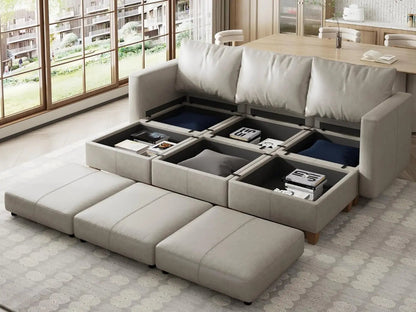 Faux Leather Modular Sectional Sleeper Sofa Storage - Get it from Bo
