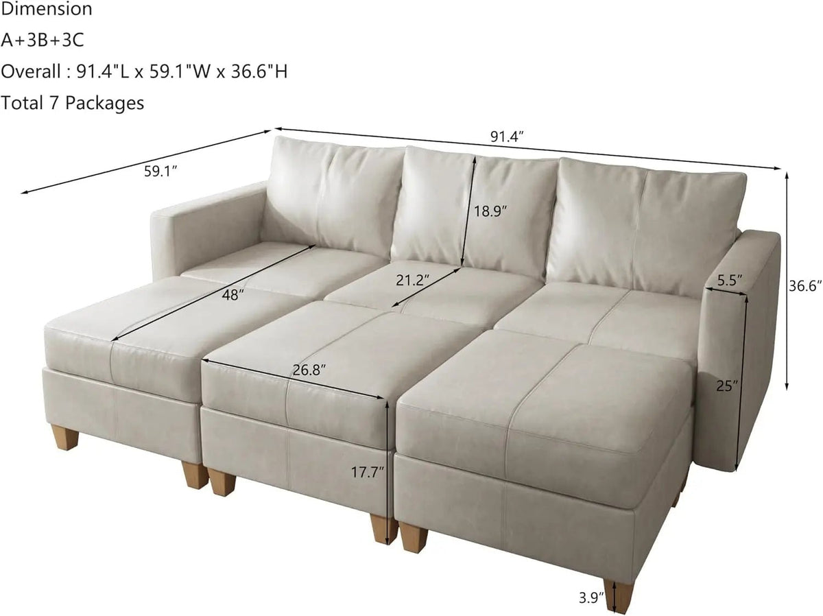 Faux Leather Modular Sectional Sleeper Sofa Storage - Get it from Bo
