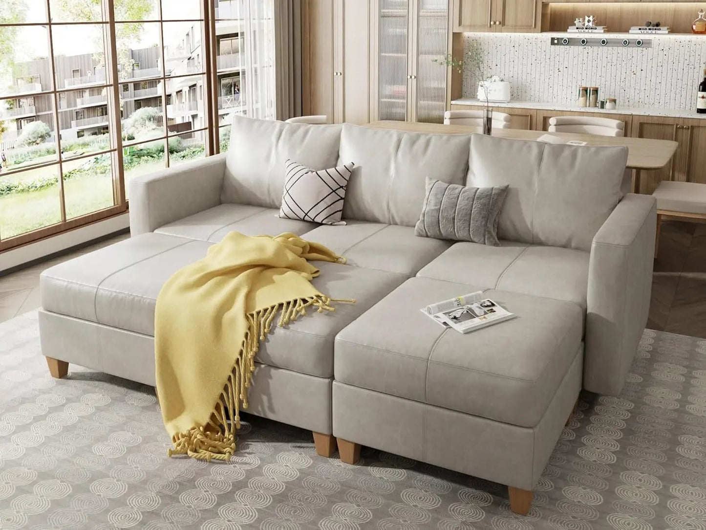 Faux Leather Modular Sectional Sleeper Sofa Storage - Get it from Bo