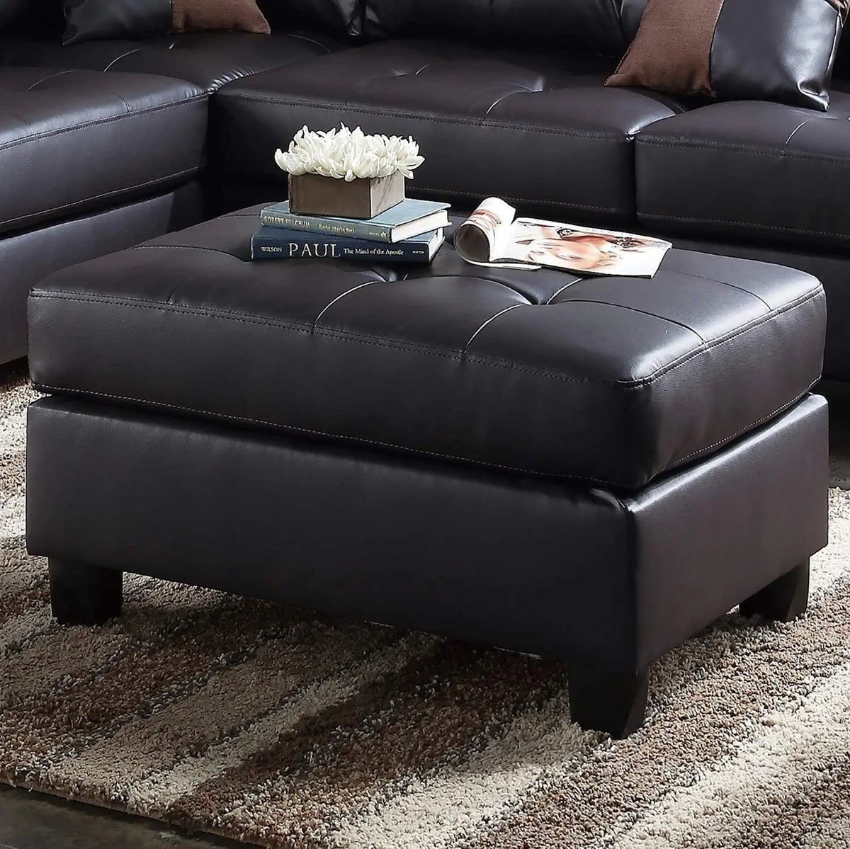 Faux Leather Sectional Sofa With Chaise Black For Living - Get it from Bo
