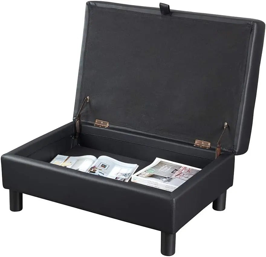 Faux Leather Sectional Sofa With Chaise Black For Living - Get it from Bo